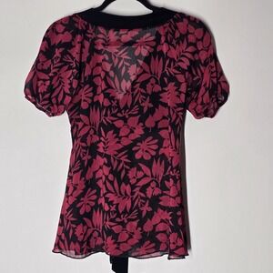 Vintage Y2K Forever 21 Sheer Babydoll Top Fairy Floral Tie Front Romantic Size S